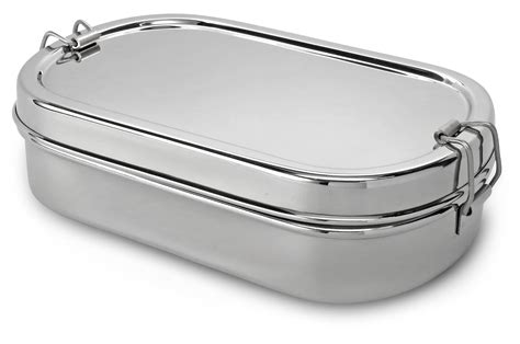 Lifestyle Block Stainless Steel Oval Lunch Box with Inner Snack 